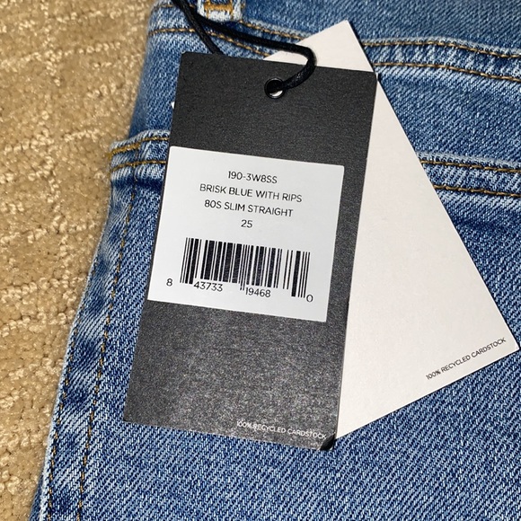 RE/DONE Originals 80's Slim Straight Brisk Blue With Rips NWT 25 - Picture 13 of 14